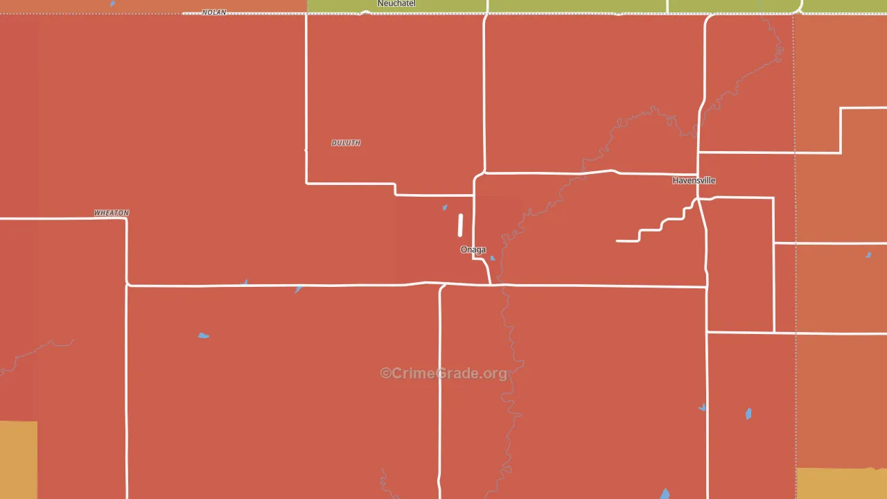 Onaga, KS Map of Robbery Rates