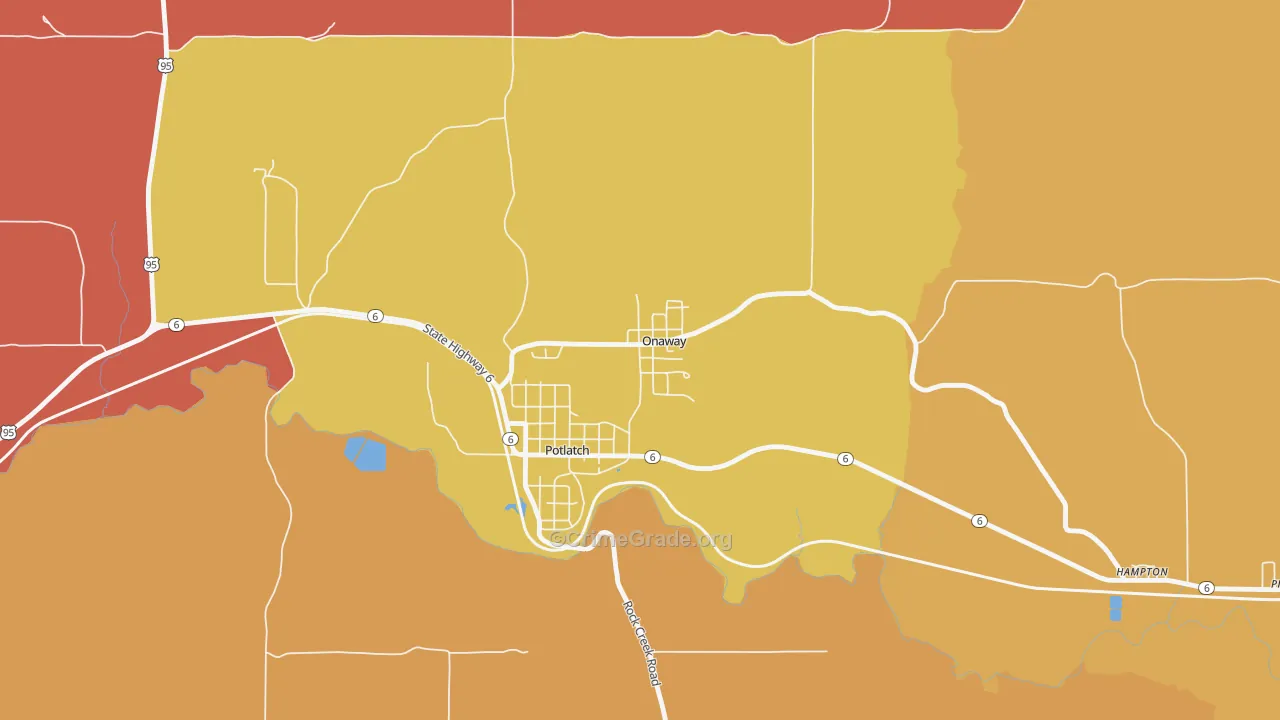 Onaway, ID Map of Robbery Rates