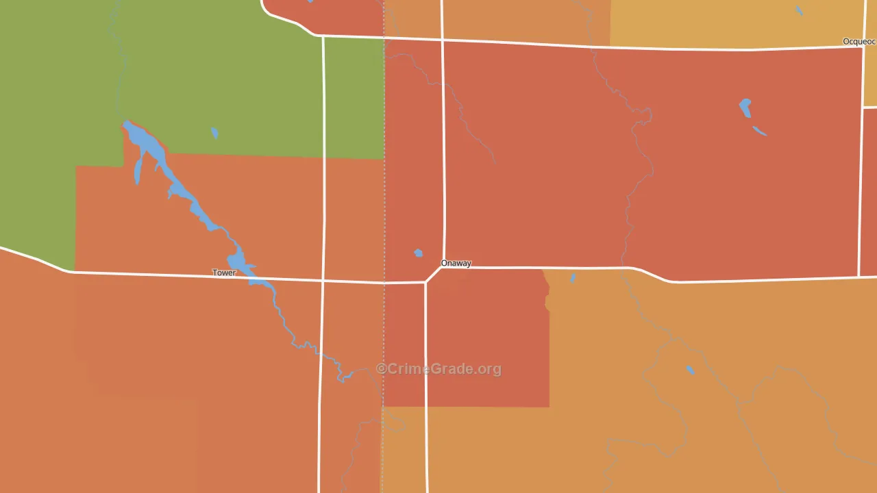 Onaway, MI Map of Robbery Rates