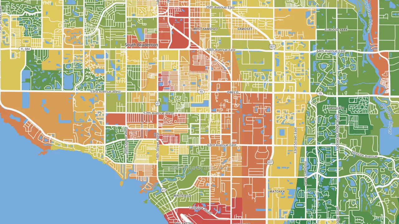 Oneco, Bradenton, FL Map of Robbery Rates