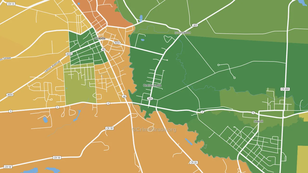 Oneida Castle, NY Map of Robbery Rates