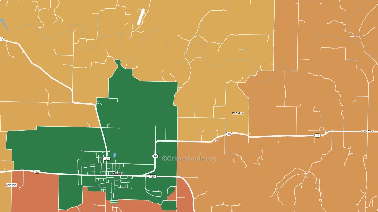 Ongo, MO Map of Robbery Rates
