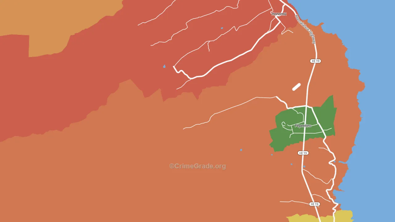 Onomea, HI Map of Robbery Rates