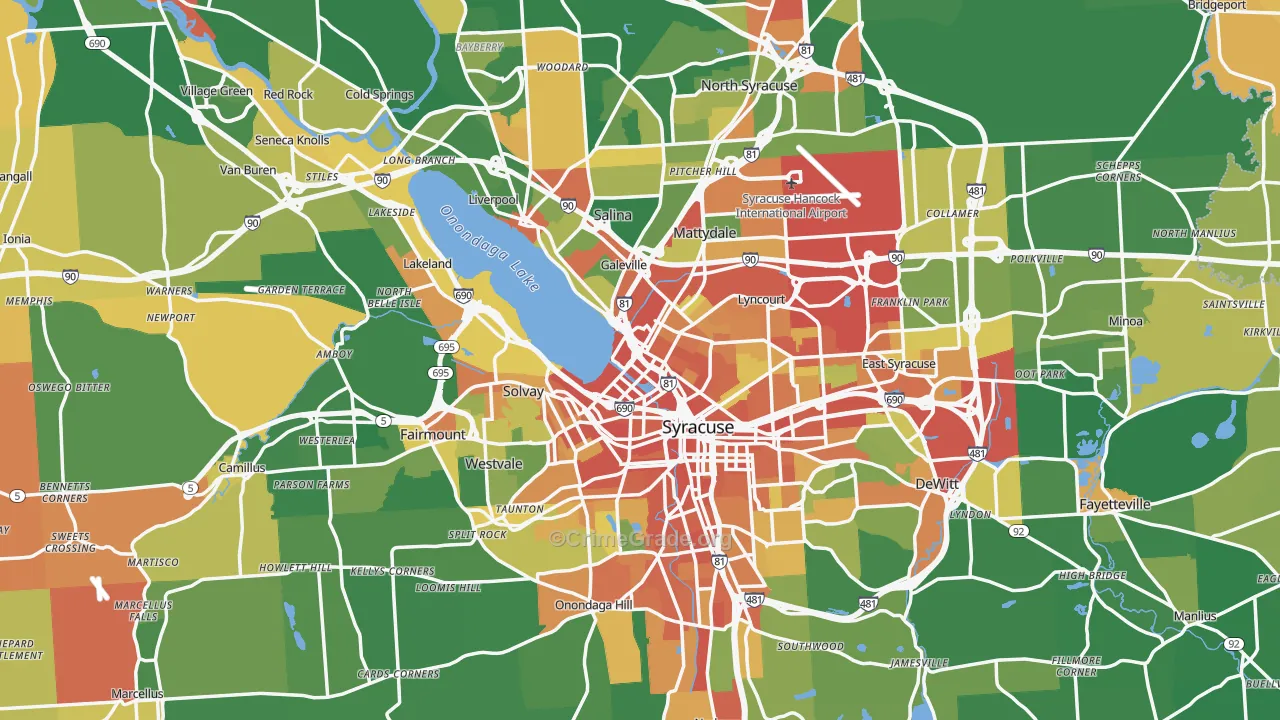 Onondaga County, NY Map of Robbery Rates