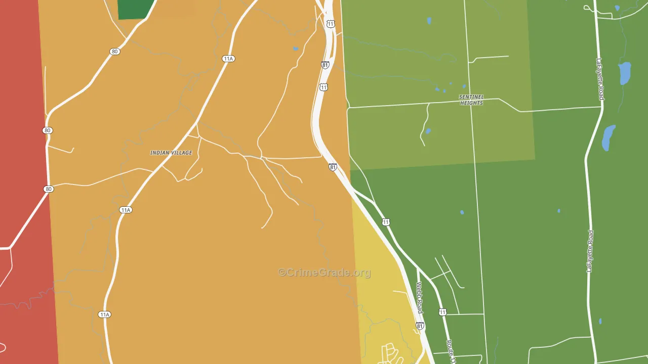 Onondaga, NY Map of Robbery Rates