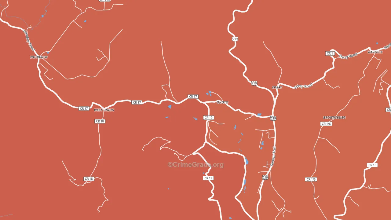 Onoto, WV Map of Robbery Rates