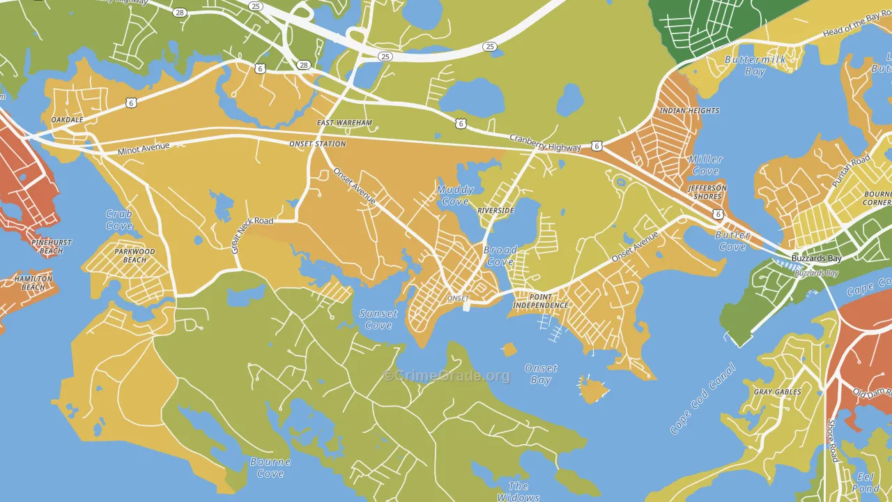Onset, MA Map of Robbery Rates