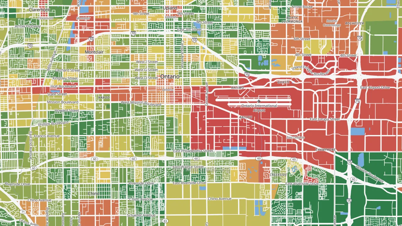 Ontario, CA Map of Robbery Rates