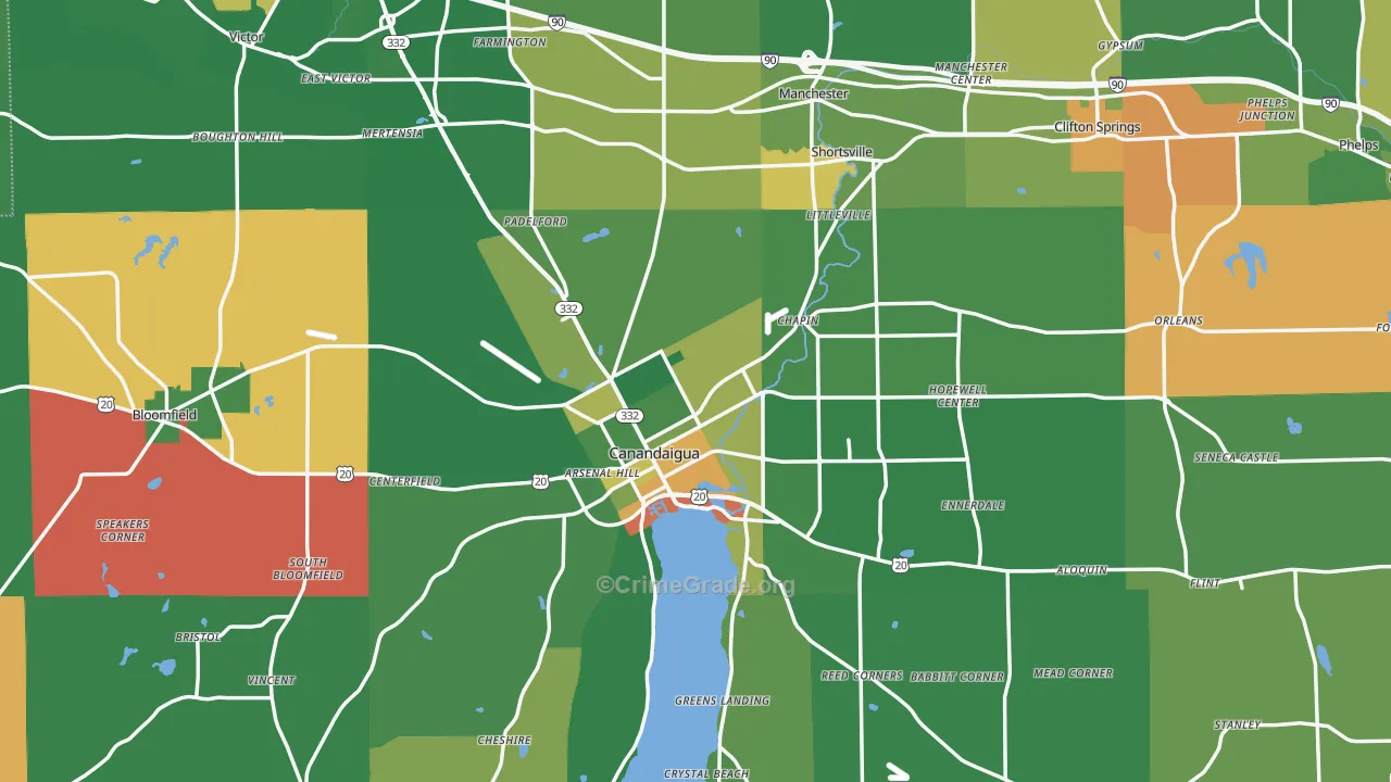 Ontario County, NY Map of Robbery Rates