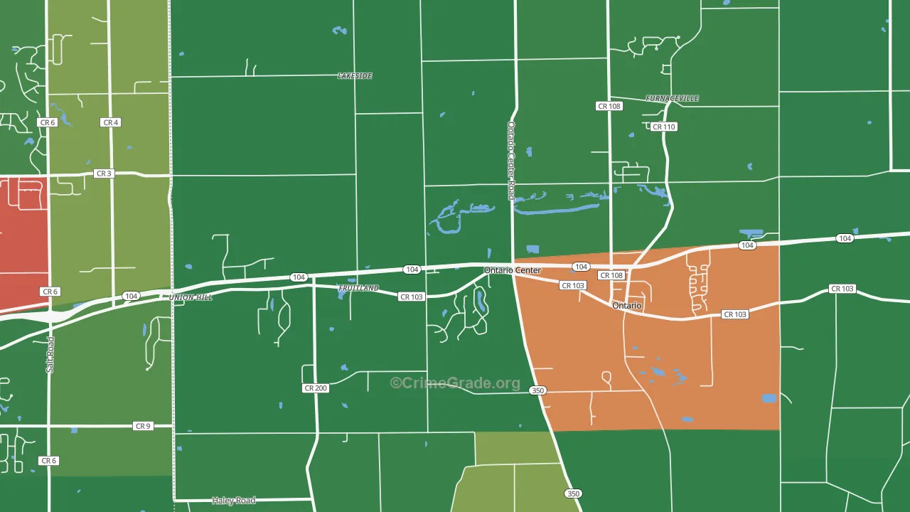 Ontario, NY Map of Robbery Rates