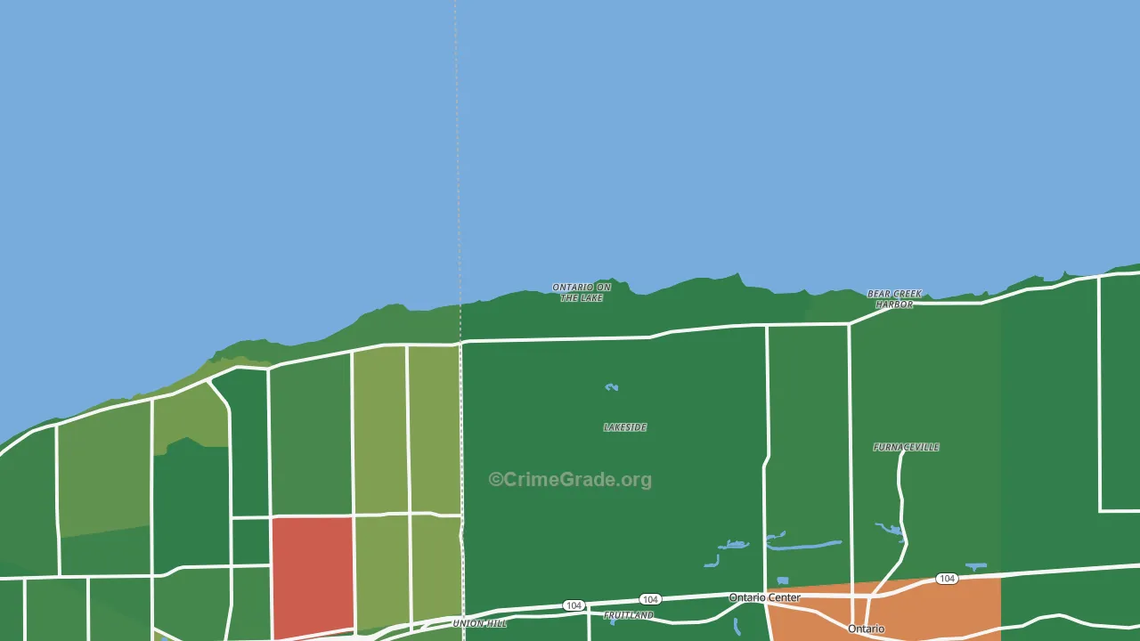 Ontario on the Lake, NY Map of Robbery Rates