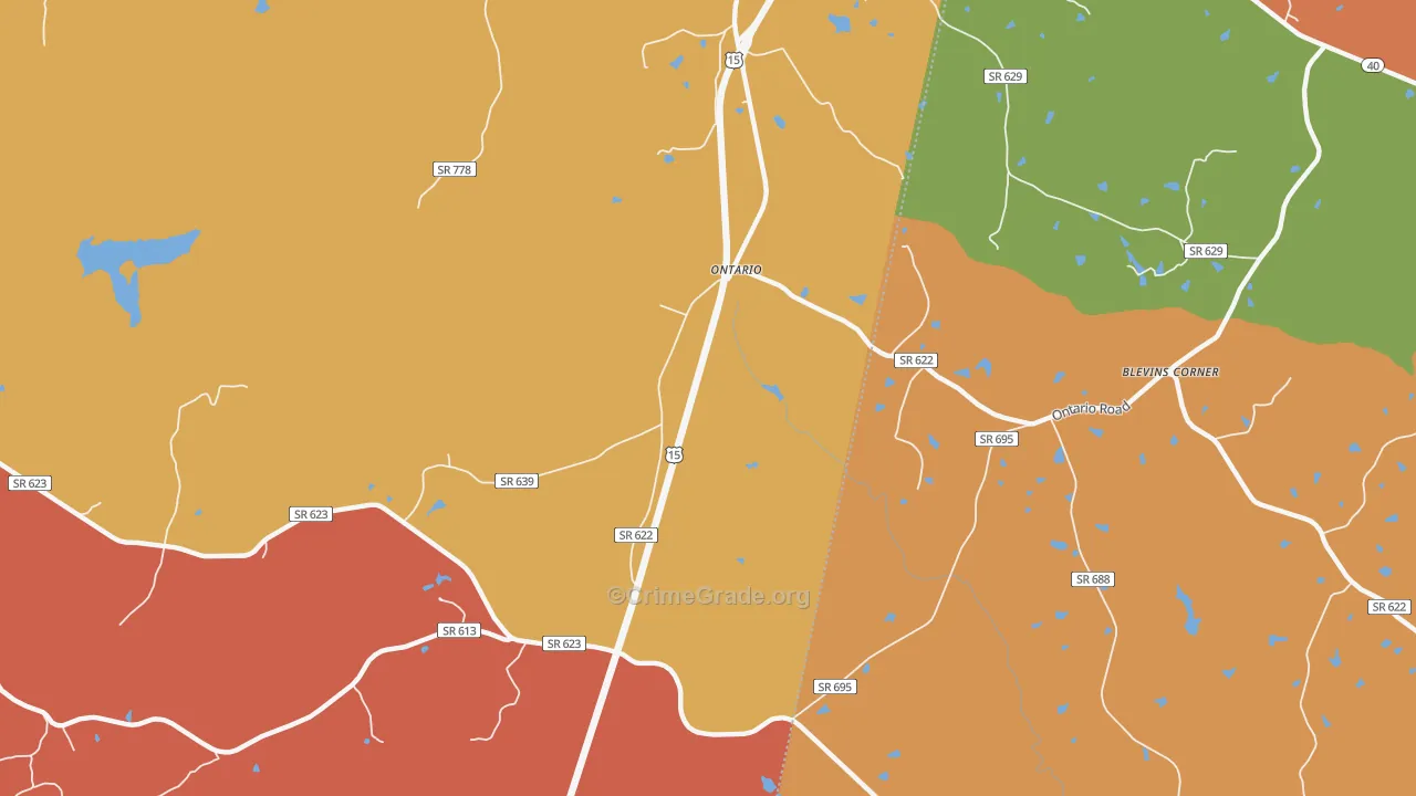 Ontario, VA Map of Robbery Rates
