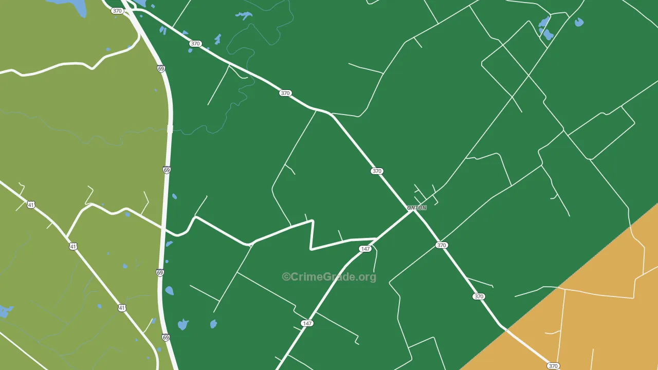 Onton, KY Map of Robbery Rates