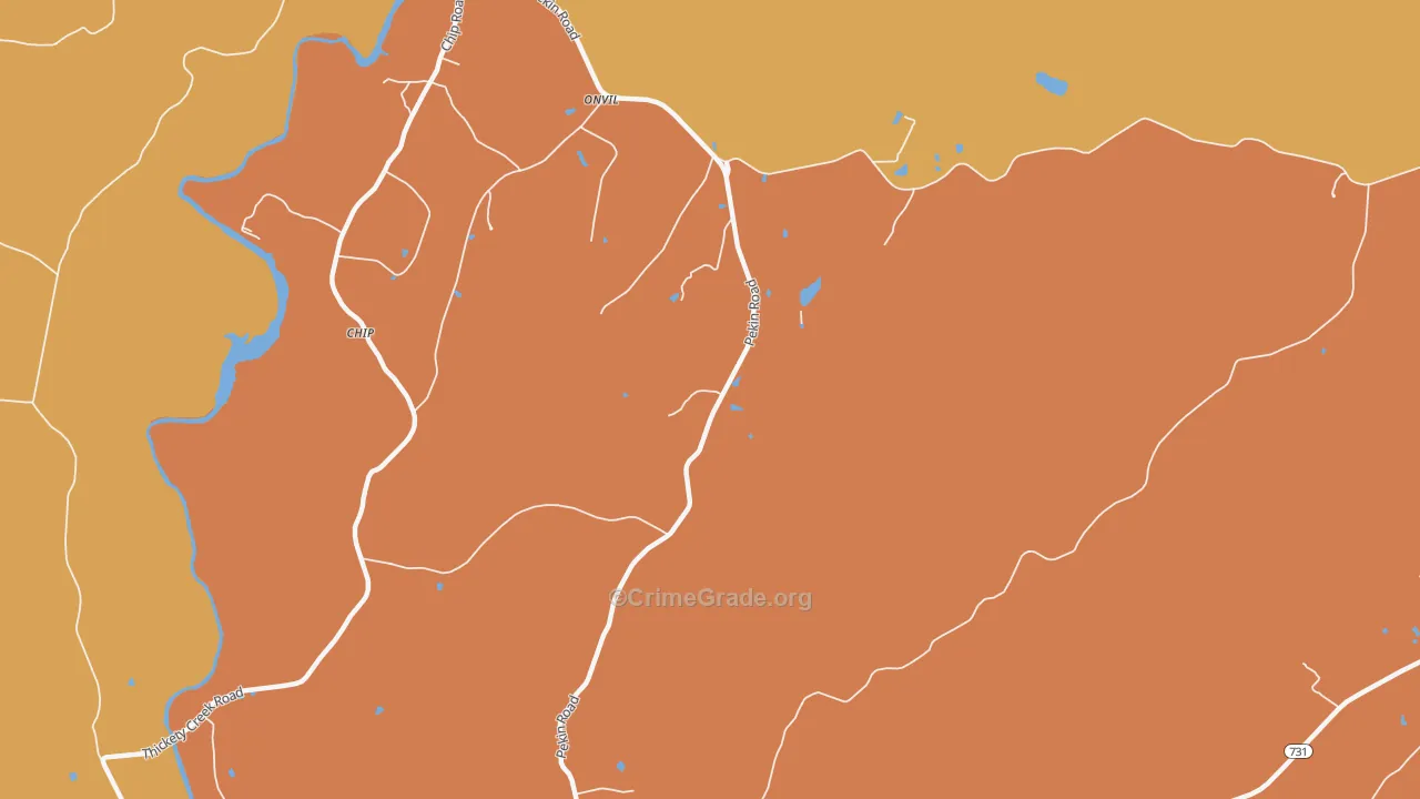 Onvil, NC Map of Robbery Rates