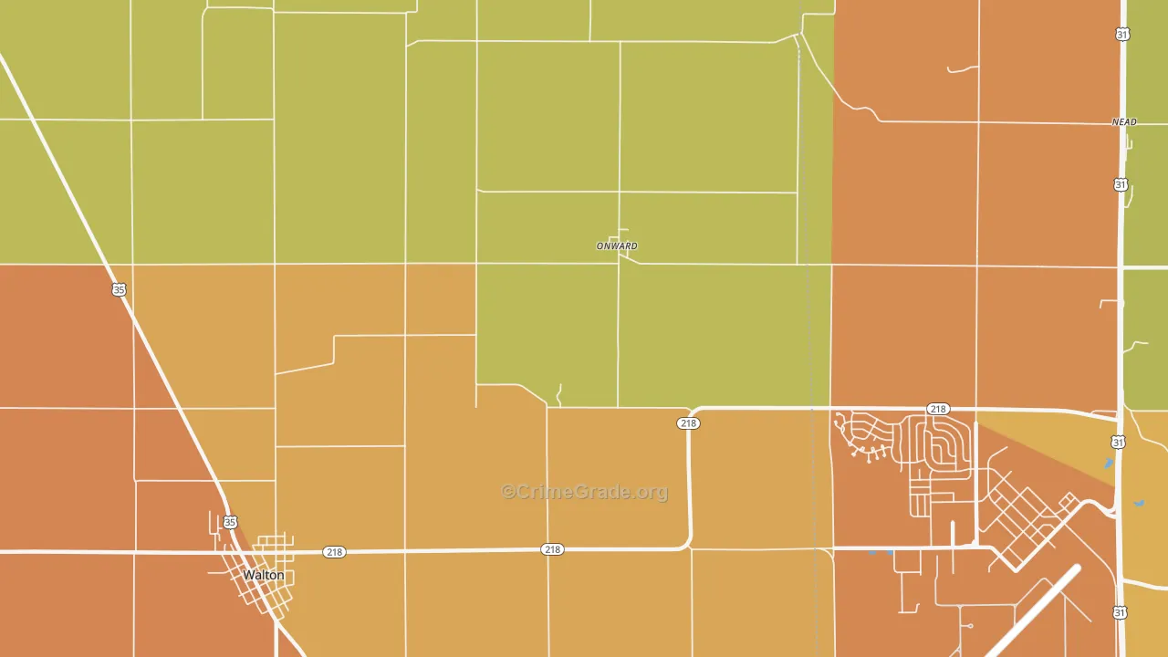 Onward, IN Map of Robbery Rates