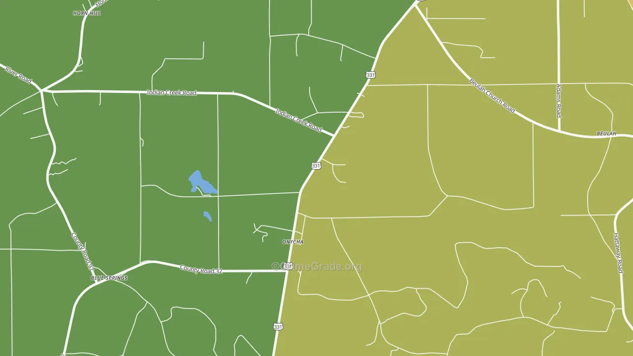 Onycha, AL Map of Robbery Rates