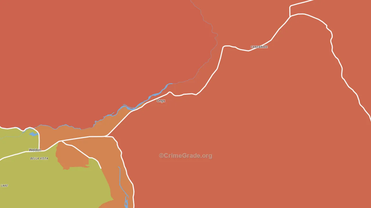 Onyx, CA Map of Robbery Rates