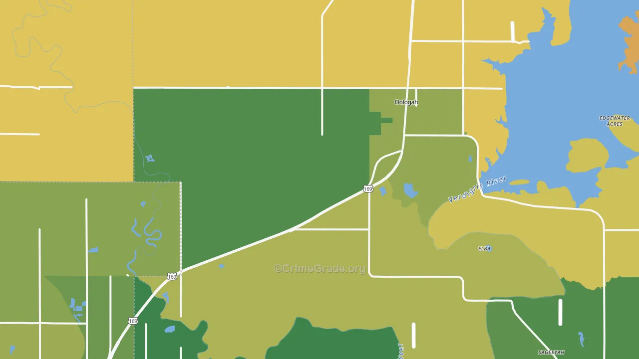Oologah, OK Map of Robbery Rates
