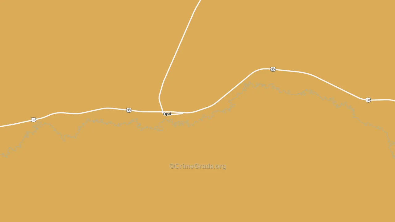 Opal, WY Map of Robbery Rates