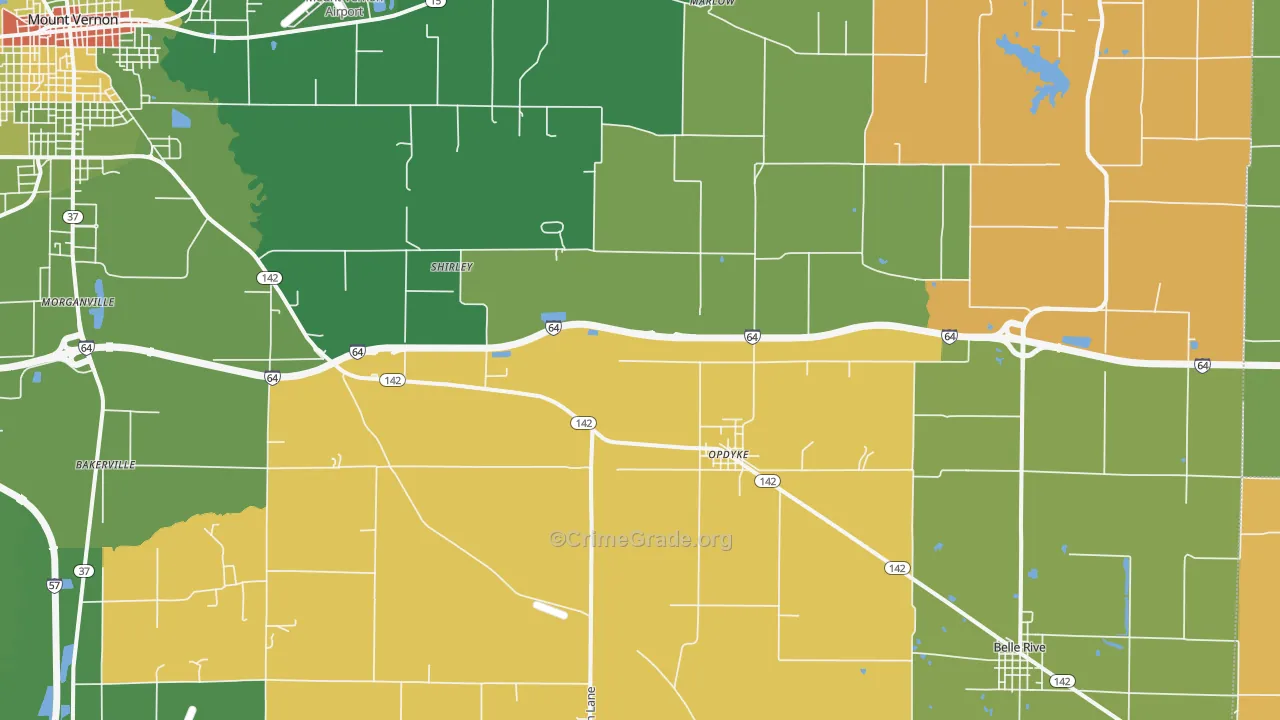 Opdyke, IL Map of Robbery Rates
