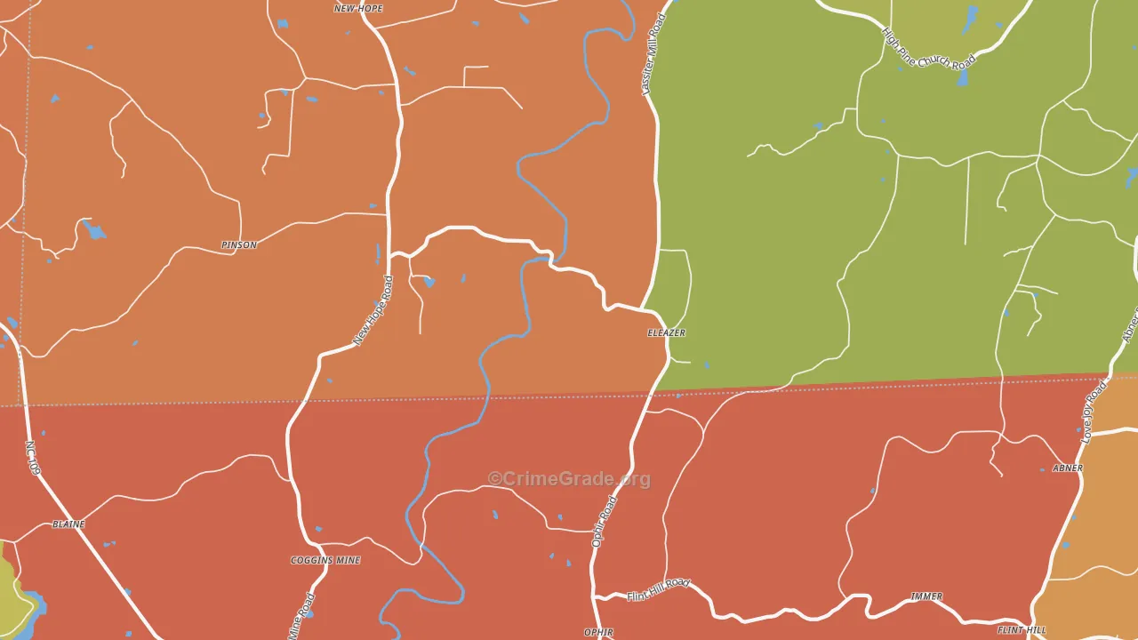 Ophir, NC Map of Robbery Rates