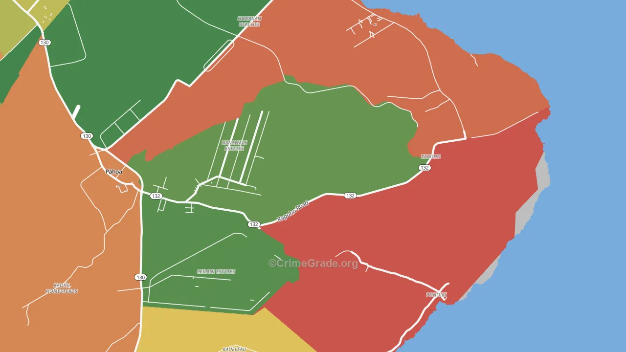 Opihikao, HI Map of Robbery Rates