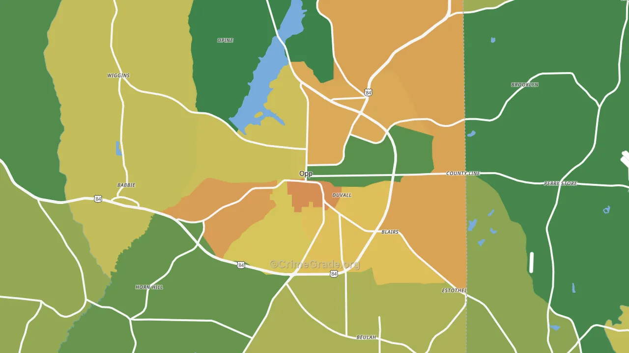 Opp, AL Map of Robbery Rates