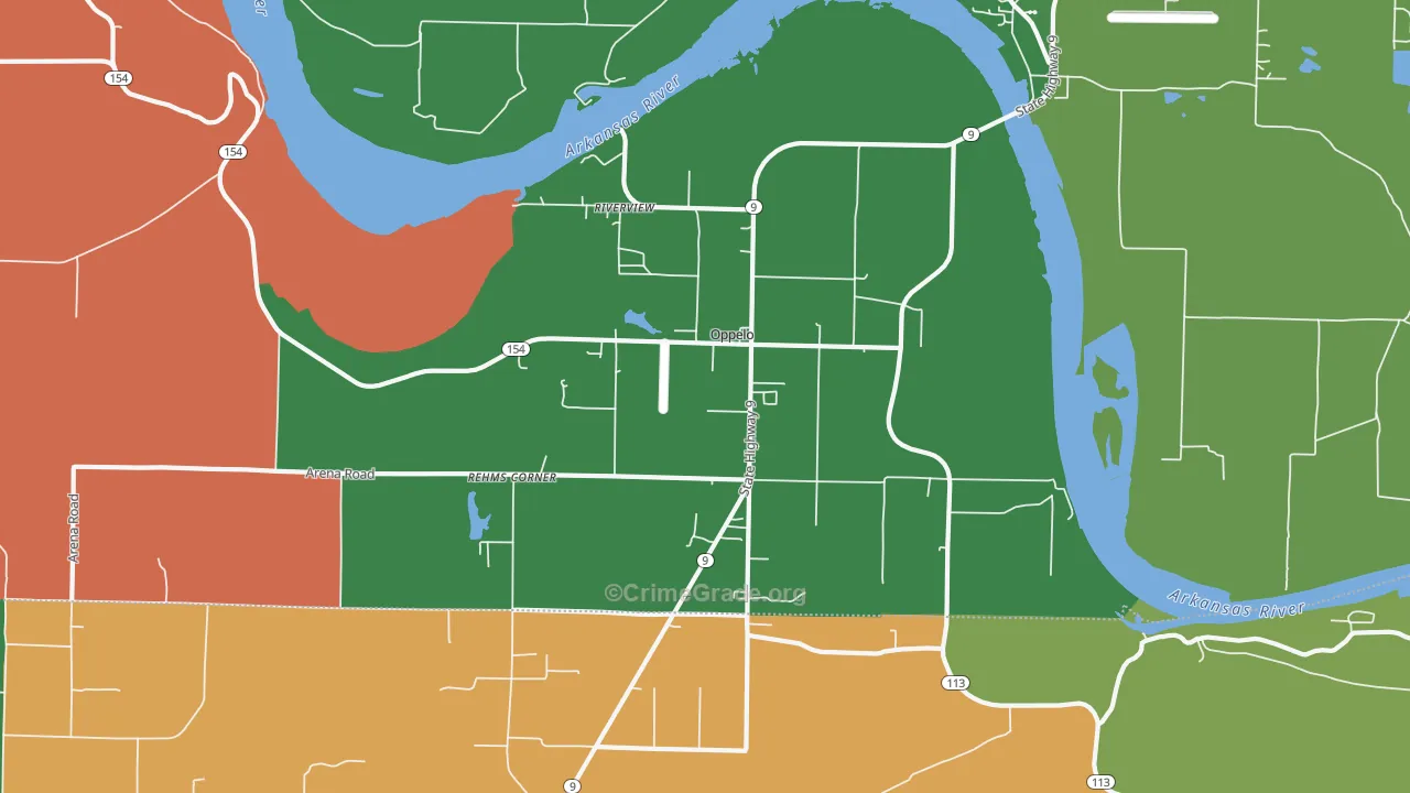 Oppelo, AR Map of Robbery Rates