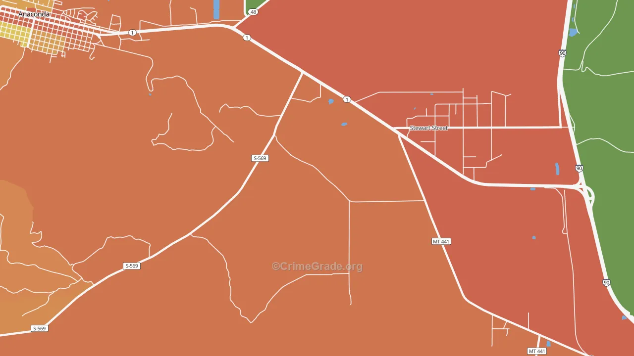 Opportunity, MT Map of Robbery Rates