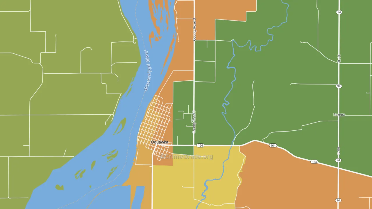 Oquawka, IL Map of Robbery Rates