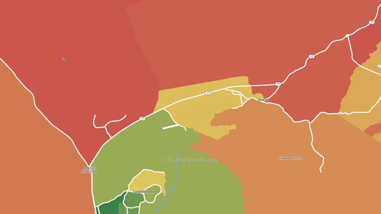 Oracle, AZ Map of Robbery Rates