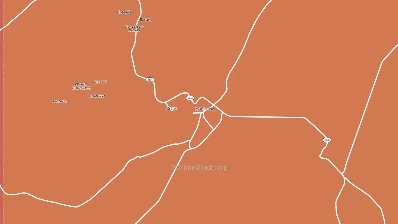 Oraibi, AZ Map of Robbery Rates