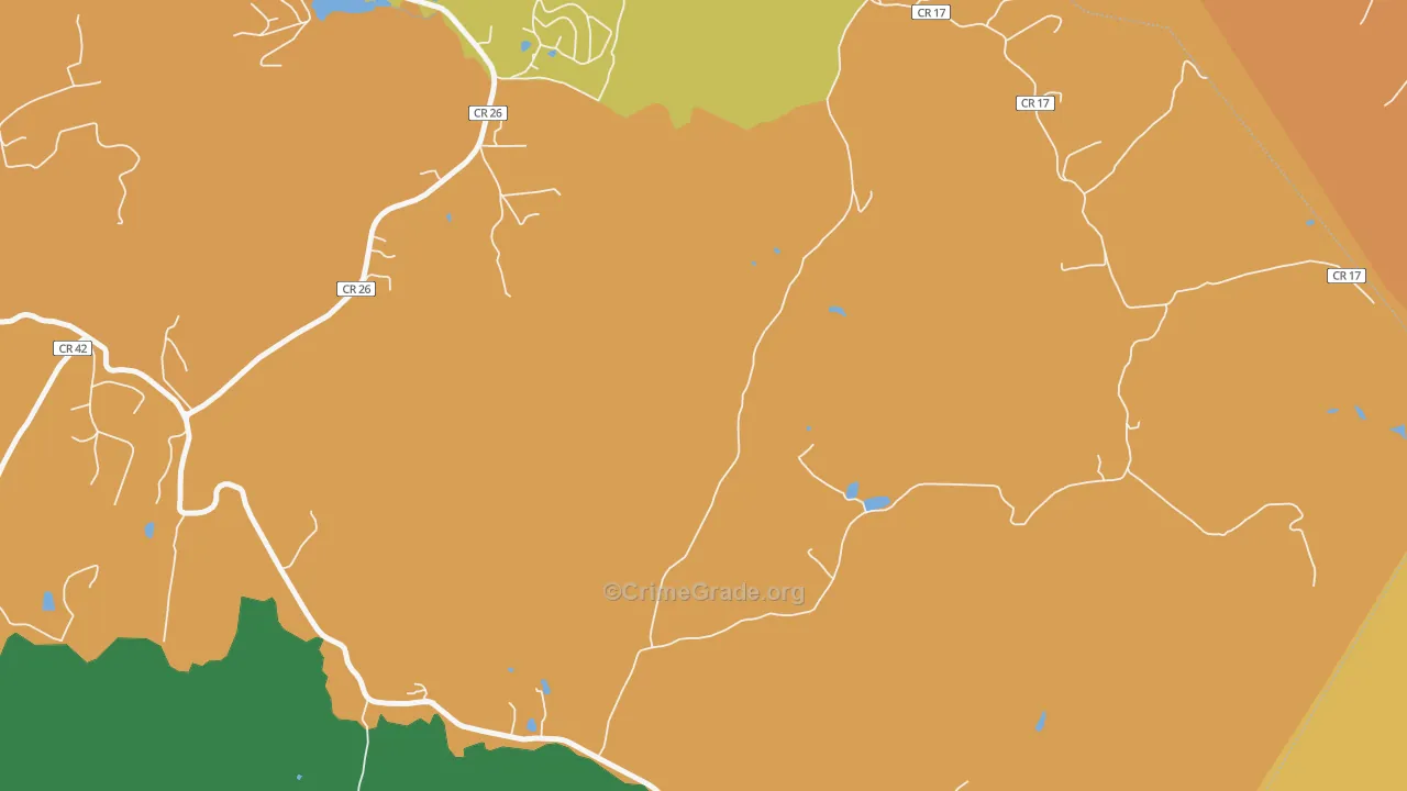 Oral Lake, WV Map of Robbery Rates