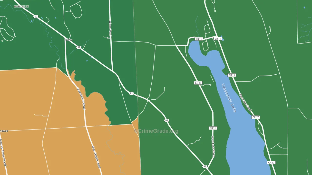 Oran, NY Map of Robbery Rates