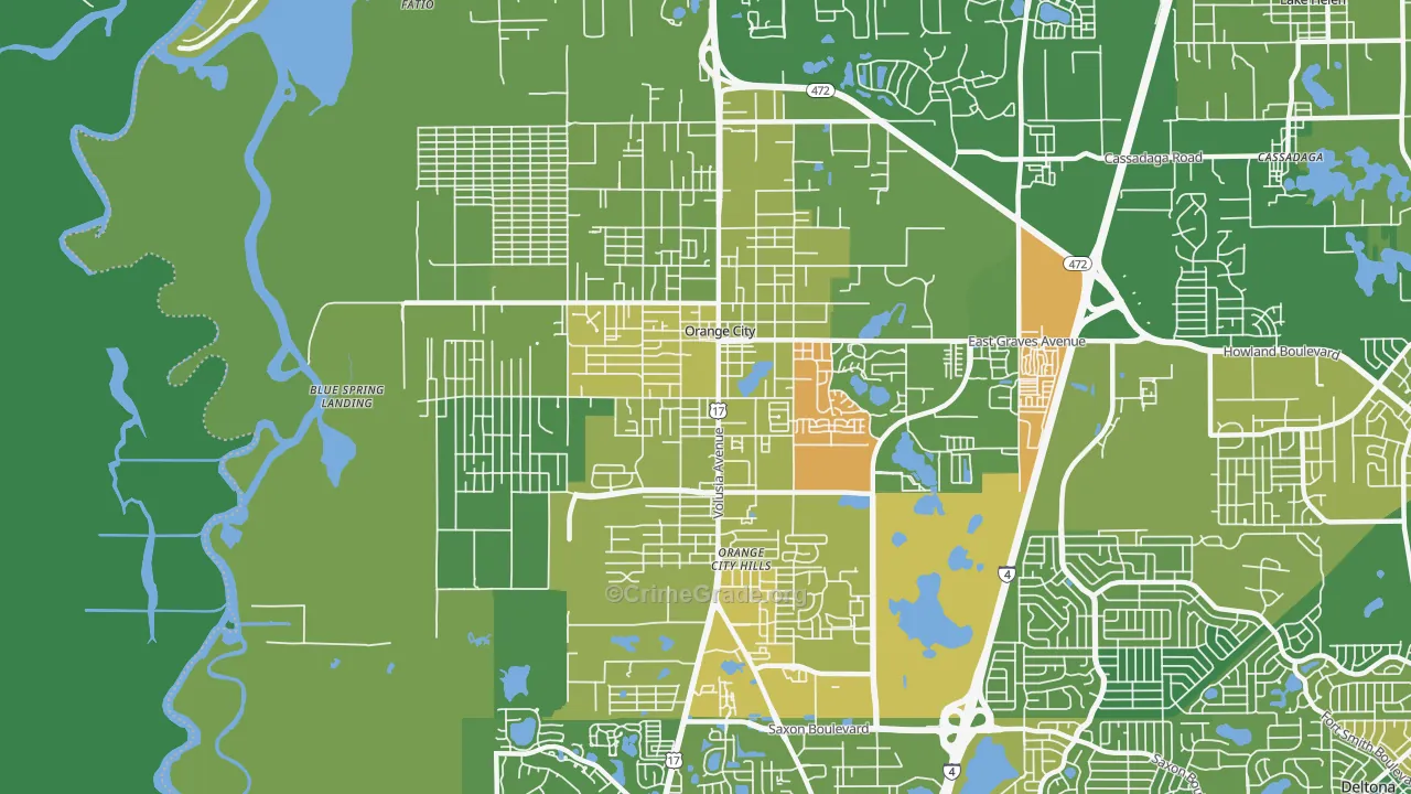 Orange City, FL Map of Robbery Rates