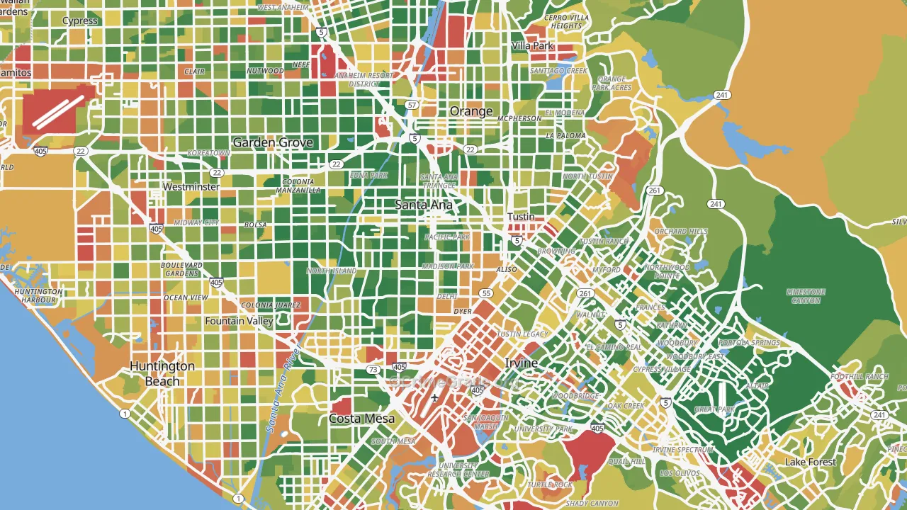 Orange County, CA Map of Robbery Rates