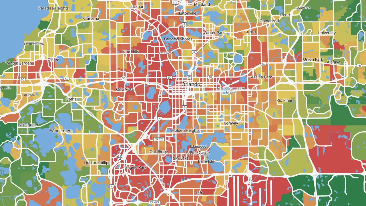 Orange County, FL Map of Robbery Rates