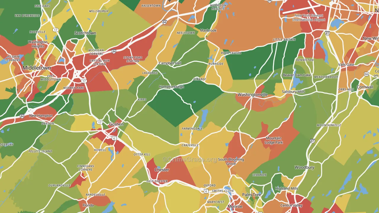 Orange County, NY Map of Robbery Rates