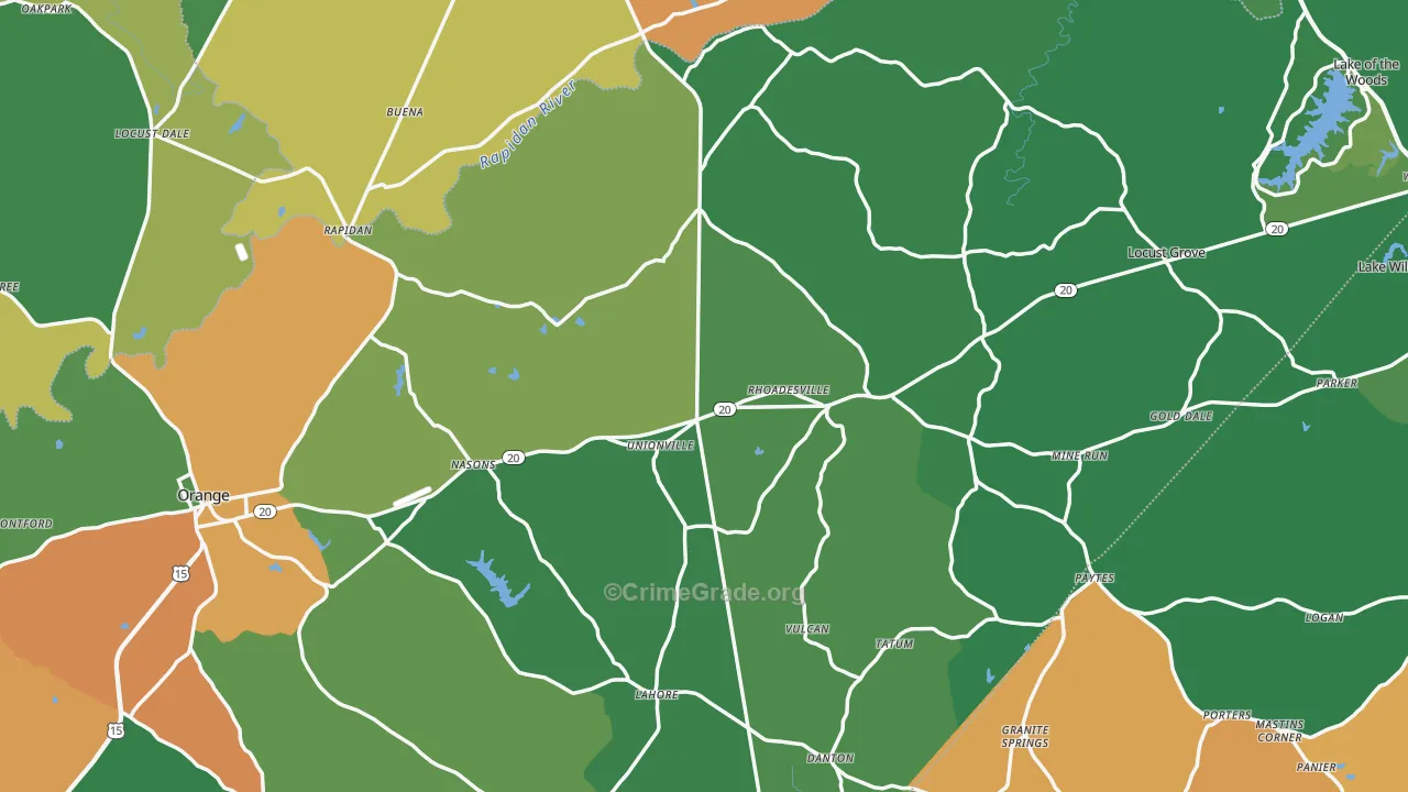 Orange County, VA Map of Robbery Rates