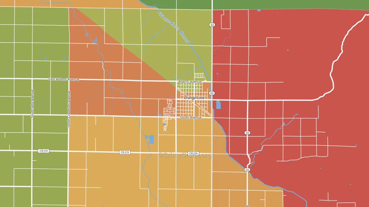 Orange Cove, CA Map of Robbery Rates