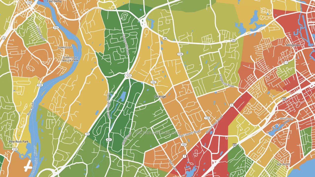 Orange, CT Map of Robbery Rates