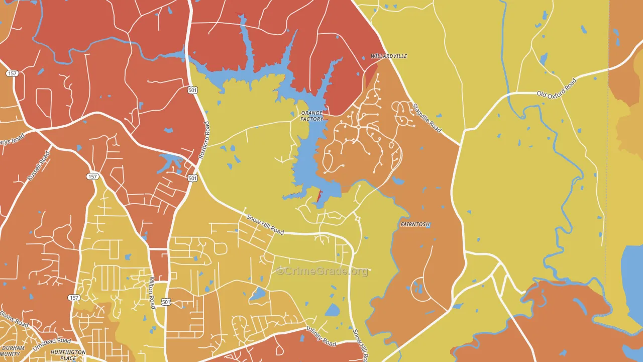 Orange Factory, NC Map of Robbery Rates