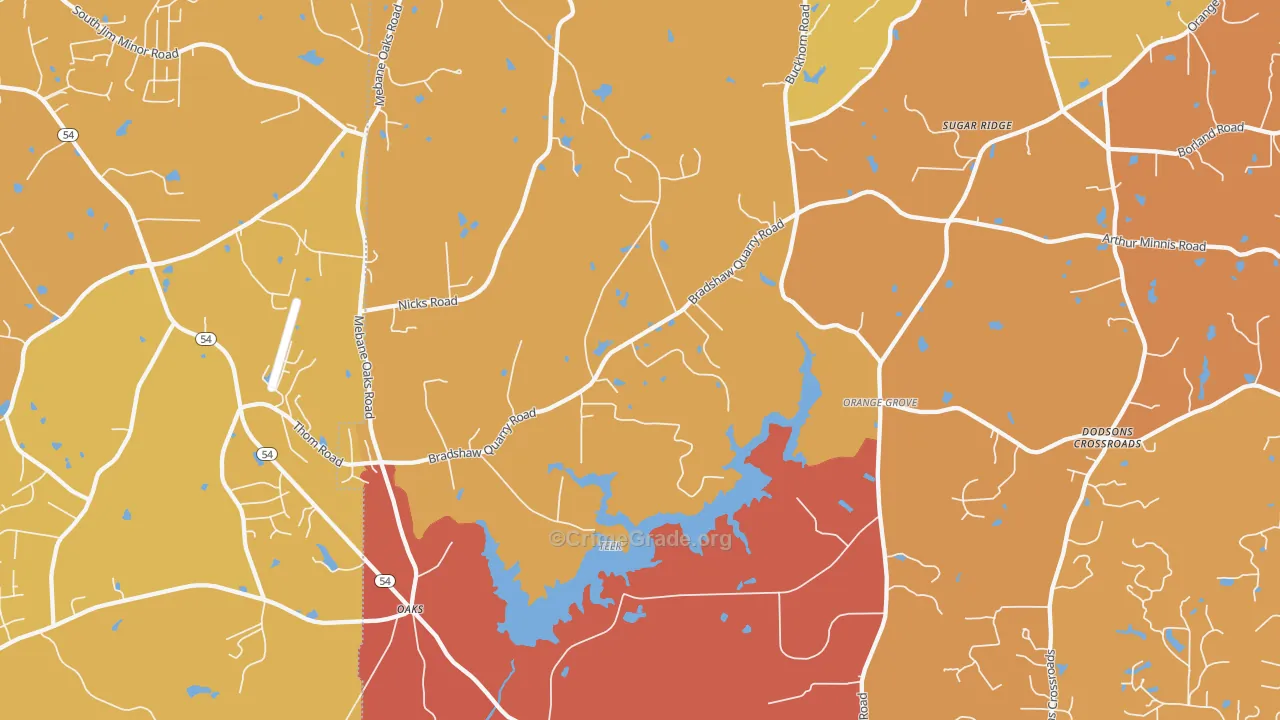 Orange Grove, NC Map of Robbery Rates