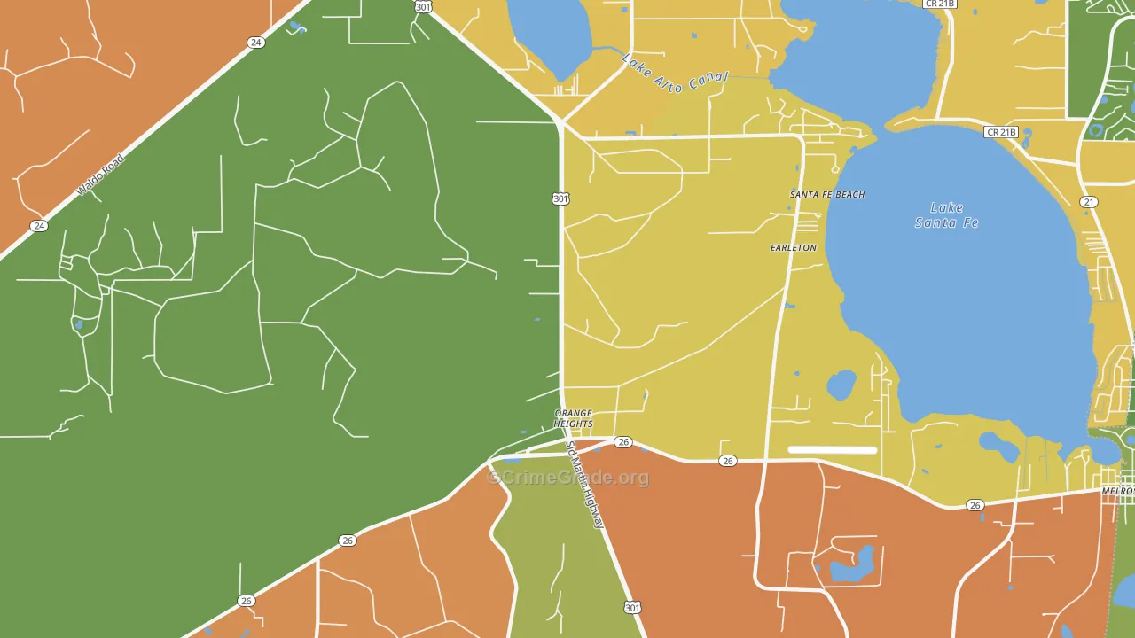 Orange Heights, FL Map of Robbery Rates