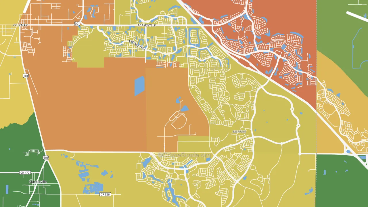 Orange Home, FL Map of Robbery Rates
