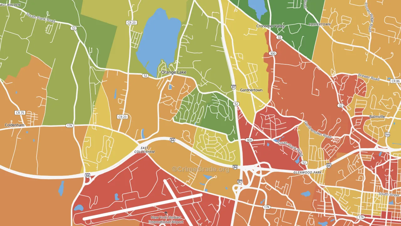 Orange Lake, NY Map of Robbery Rates