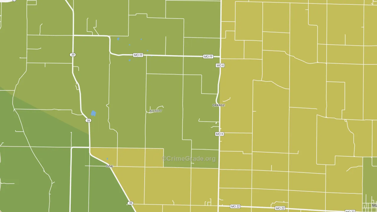 Orange, MO Map of Robbery Rates