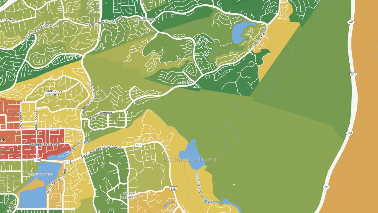 Orange Park Acres, CA Map of Robbery Rates