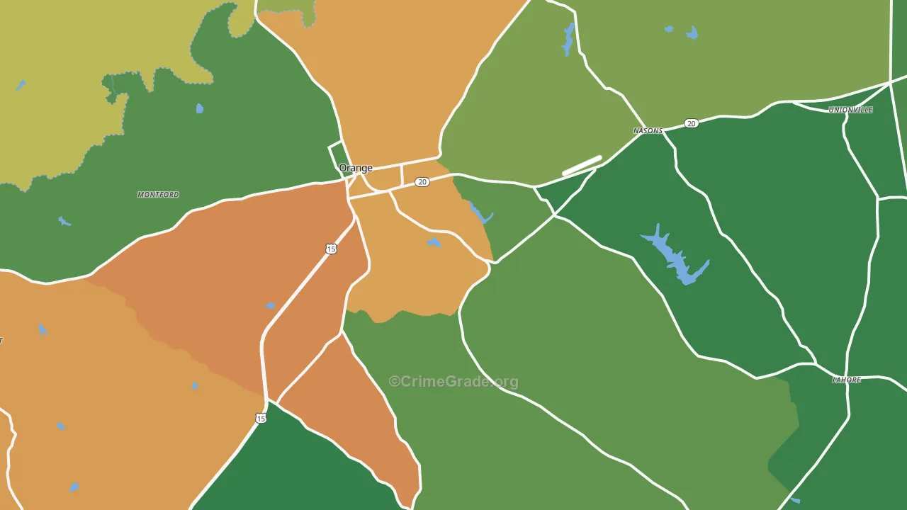 Orange, VA Map of Robbery Rates