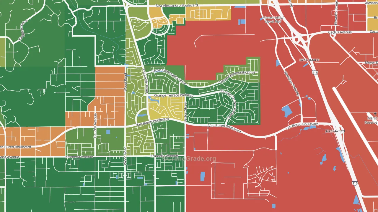 Orangecrest, Riverside, CA Map of Robbery Rates